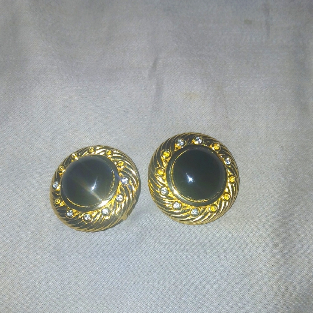 Dior Gold and Black Onyx Statement Earrings